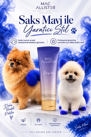 Mac Allister Kedi Köpek Tüy Boyası Saks Mavi Renkli 150 Ml