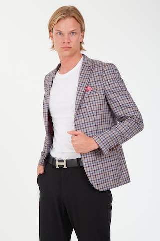 Sposo 5138 Dar Kalıp Kare Desenli Bordo Erkek Blazer Ceket Bordo