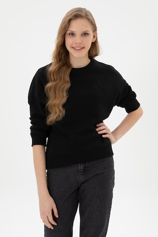 U.S. Polo Assn. Kadın Siyah Bisiklet Yaka Basic Sweatshırt 50313565-VR046