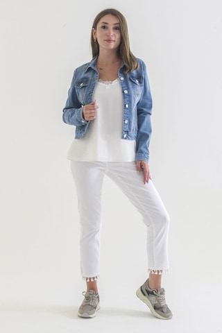 Power Streç Yıpratmalı Bleach Washing Denim Ceket 0922 Mavi