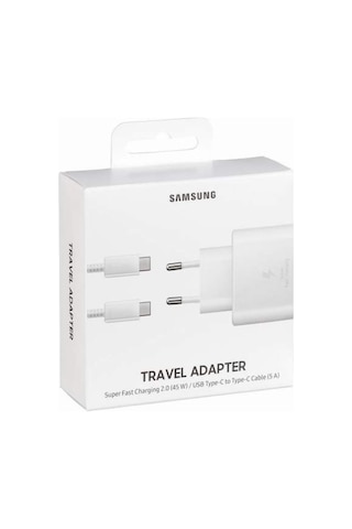 Samsung Galaxy Uyumlu Note 9 45W Type-C Hızlı Şarj Cihazı Beyaz (536315598)