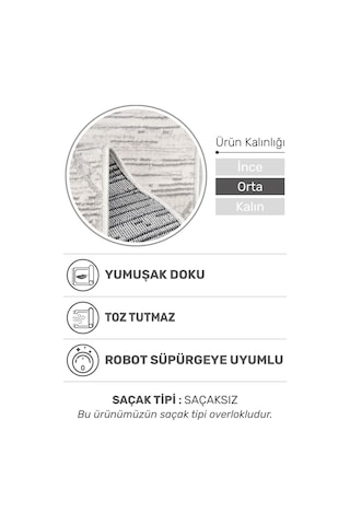 Mokka Modern Halı Yumuşak Dokulu, 9 Mm Orta Kalınlık, Tozumaz Ve Robot Süpürge Uyumlu Gri 2