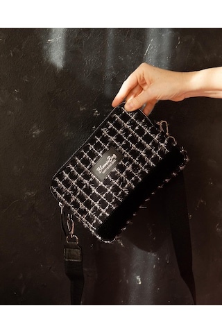 Bloominbag Noir Tweed Çapraz Çanta Siyah