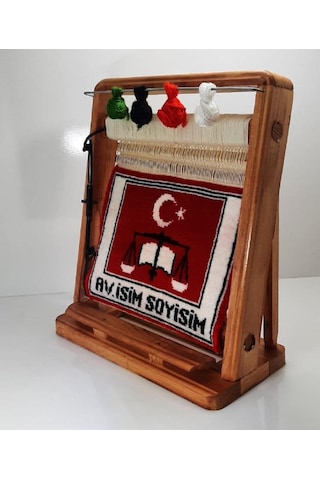 100tel Avukat İsim Motifli El Dokuması Hediyelik Minyatür Halı Çok Renkli