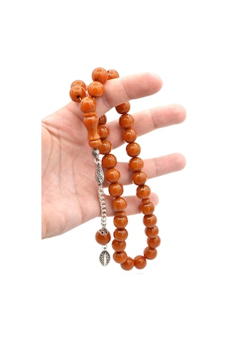 Küre Kesim Koyu Sarı Sıkma Kehribar Tesbih Dev Boy