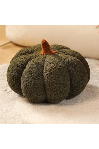 Moveevo Koyu Yeşil 23cm Kürklü Balkon Yastığı - Oturma Odası Dekoratif Puf, Yumuşak Yorgan Dolu Kumaş Döşeme Koyu Yeşil