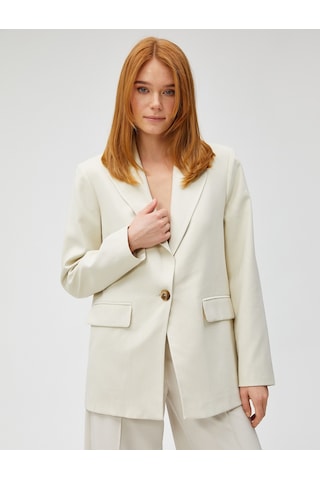 Koton Oversize Blazer Ceket Tek Düğmeli Taş 3wak50122uw 3WAK50122UW080 Taş