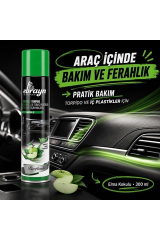 Universal Araç İçi Torpido Ve Tüm Araç İçi Plastikler İçin Parlatıcı Sprey - Parfümlü Elma 300 Ml