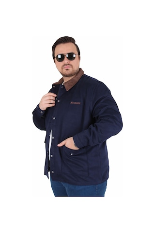 Mocgrande Büyük Beden Gabardin Mont Chaqueta Abrigo 25902 Lacıvert Lacivert