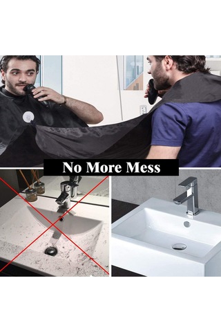 Folinda Erkekler İçin Sakal Tıraş Apronu - Saç Ve Sakal Tespit Edici, Giysileri Temiz Tutar, Yeniden Kullanılabilir, Su Geçirmez, Hediye Seçeneği Siyah