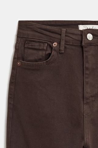 Sââde Kadın Yüksek Bel İspanyol Paça Likralı Jean Pantolon - '70s Style' Flare Jean Kahverengi