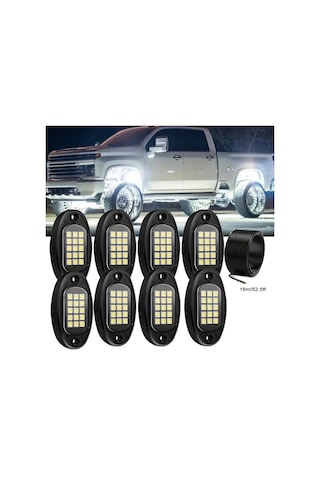 Xuweiwei 8 Pods Araç Led Işıkları Rock Işıkları 6000k Beyaz Led Araç Altı Aydınlatma Suv Kamyon Motosiklet Atv Utv Pickups Off Road