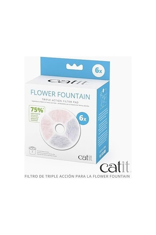 Catit Triple Action Filtre Çerçevesiz, Catit Çiçek Çeşmesi İçin Filtre, 6&apos Lı Paket