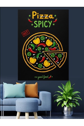 Karizma Tablo Acı Baharatlı Pizza Posteri Dekoratif Kanvas - Mdf Ahşap Tablo