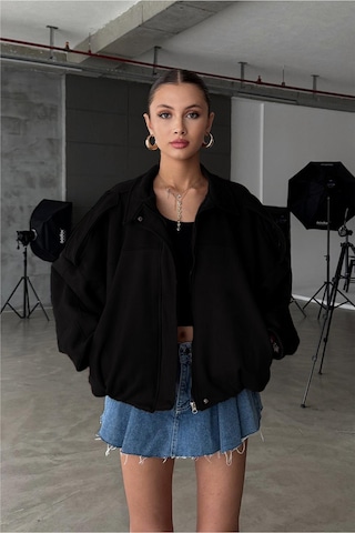 Öner Oversize Kadın Bomber Siyah Süet Deri Ceket Siyah5567rxd Siyah5567rxd