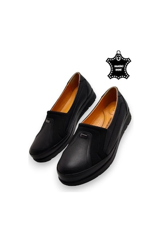 Kadın Hakiki Deri Içi Deri Comfort Tam Ortopedik Anne Ayakkabı Siyah-streçli Siyah