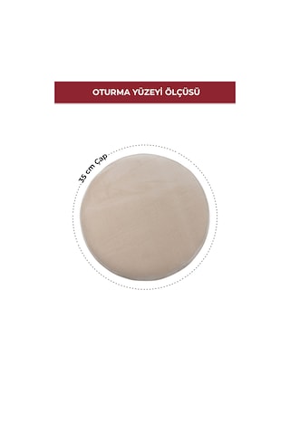 Ahşap Ayaklı Modern Tasarım Yuvarlak Puf, Tabure 6097 Krem