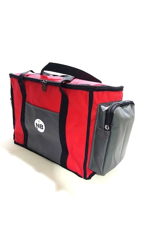 Newbag Yandan Cep Yalıtımlı Soğutucu El Askılı Kamp Çanta-krm Gri Kırmızı - Gri