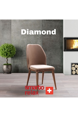 Smarto Relax Diamond 2'li Yemek Masası Sandalye Seti - Ahşap Ayaklı, Krem Kumaş Bej