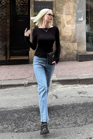Siyah Kayık Yaka Modal Kaşmir Ultra Hafif Body Mg2627 Siyah