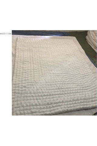 Tek Kişilik %100 Doğal Pamuk El Yapımı Sırıma Yorgan Beyaz