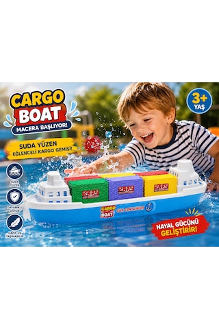 50 Cm Cargo Boat Konteyner Gemisi Suda Yüzen Büyük Oyuncak Gemi Renkli Konteynerli 01