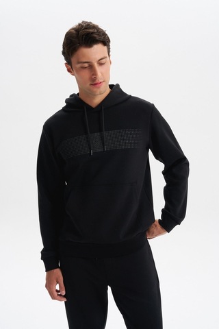 AR-MA Arma Erkek Slim Fit Baskılı Kapüşonlu Kanguru Cepli Interlok Sweatshirt %80 Pamuk %14 Polyester %6 Elastane K30254685202 Siyah