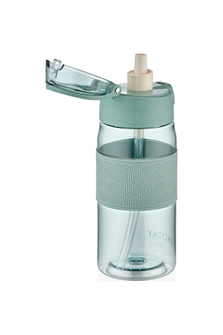Shotay Şeffaf Kapaklı Şeritli Trıtan Matara 600 Ml. Yeşil