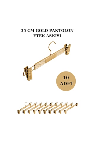 10 Adet Plastik Gold Kaplama Pantolon Askısı Etek Askısı Altın