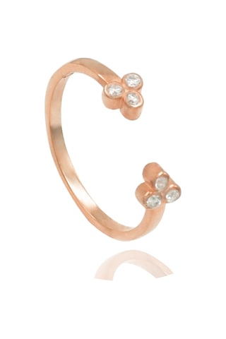 Brezza Lusso Jewelry Ziron Taşlı Kadın Gümüş Yüzük Ayarlanabilir Rose