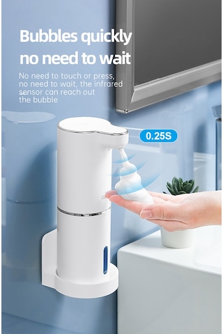 Otomatik Köpük Sabunluk Usb Şarjlı Akıllı Sensörlü Dispenser Beyaz