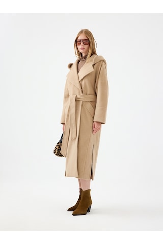 Oversize Kadın Kaban Bej