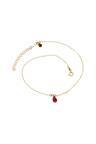 Kırmızı Taşlı 14 Ayar Altın Halhal 14 NMHL03