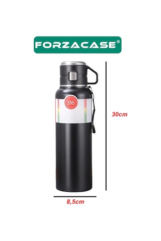 Forzacase Paslanmaz Çelik 1 Litre 10 Saat Sıcak Soğuk Tutan Bardaklı Çay Kahve Su Termosu - FC938