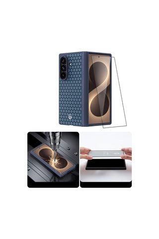Galaxy Z Fold 8 Ultra Benks Armorpro Armorgrid Grand Combo Üçlü Set Karbon Kapak + Film Mavi