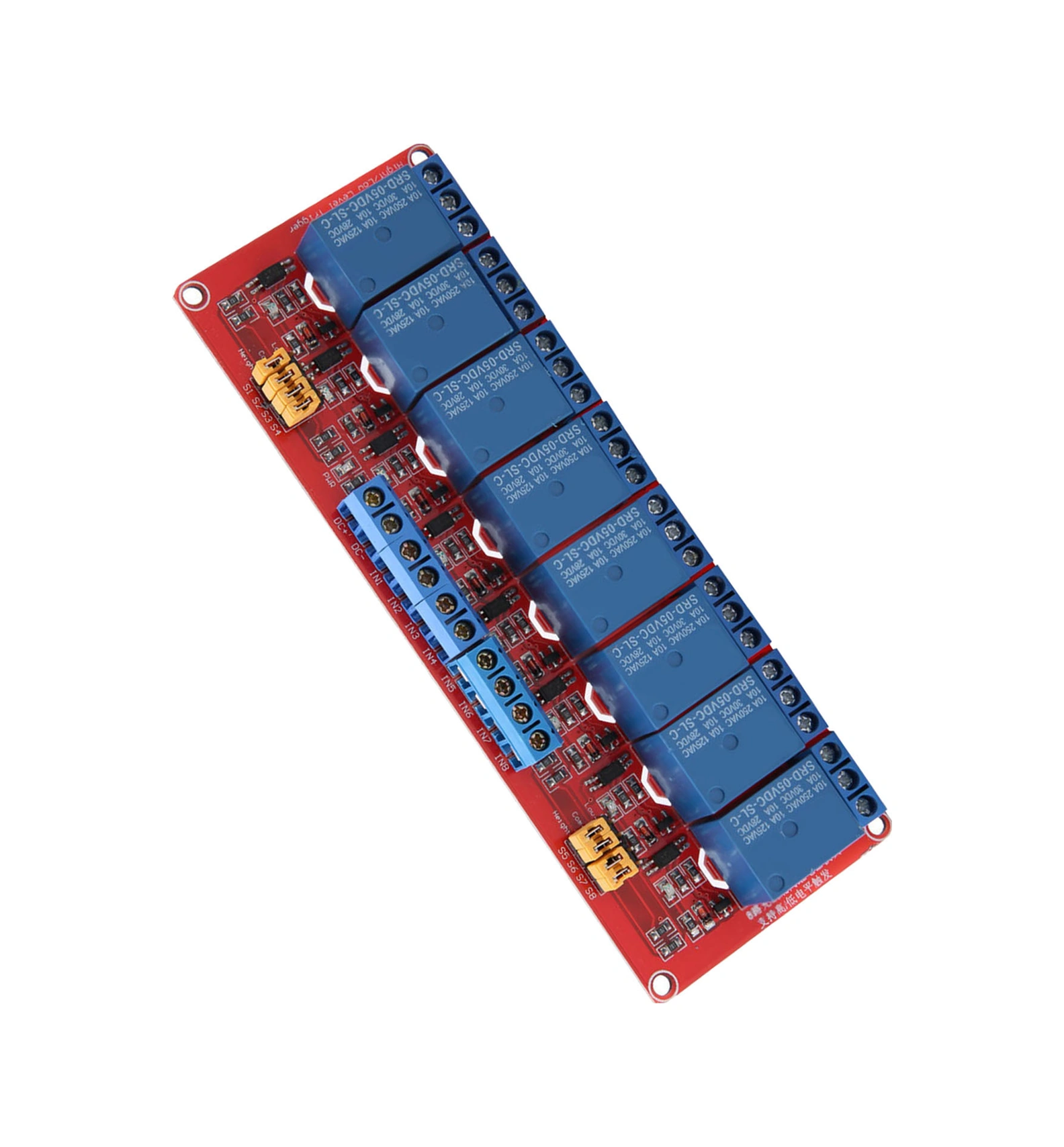 Tenfowee 5v 8 Yollu Röle Modülü - Fotokoppler İzolasyonlu, Yüksek/düşük Seviye Tetiklemeli, Kırmızı Pcb