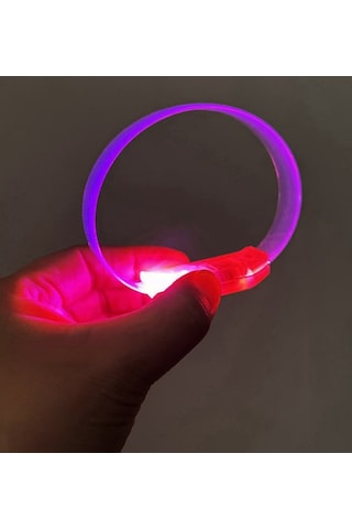 3 Modlu Pilli Led Işıklı Esnek Parti Bilekliği Pembe Renkli