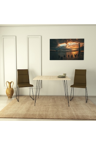 Pasific Home Sandalf Metal Ayaklı Mutfak Masası Kare 90x90 Meşe