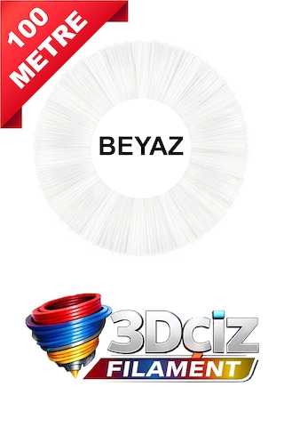 Pla 3d Kalem Filament Pla Beyaz Renk 20x5 Metre 100 Metre Pla Filament