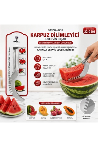 Bayhome-1156 Watermelon Karpuz Dilimleyici Ve Servis Bıçak- 24'li Paket Diğer