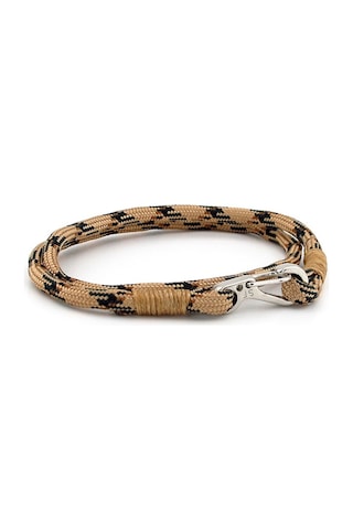 Sütlü Kahve Paracord Metal Kanca Iki Sira Erkek Bileklik M011H Kahverengi