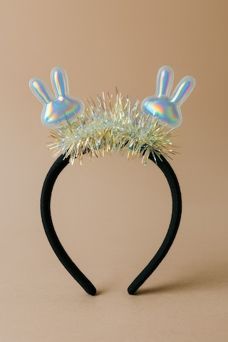 Kpop Korean Style Yılbaşı Yeni Yıl Çocuk Işıltılı Tavşan Kulaklı Taç Parti Aksesuarı Holografik Model