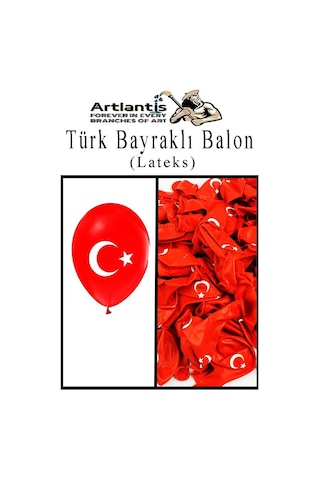 Türk Bayraklı Balon 50 Adet Ay Yıldızlı Balon Süsleme 29 Ekim 23 Nisan Kırmızı Beyaz Balon Bayrak Balon Bayram