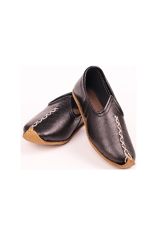 El Yapımı Hakiki Deri Çocuk Yöresel Yemeni Çarık Siyah