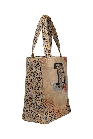 Dogo Kadın Vegan Krem Leopar Large Tote Bag - Warner Bros Looney Tunes Leopard Bugs Bunny Tasarım Multicolor