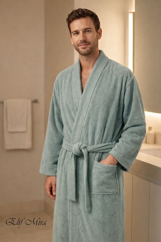 Kimono Yaka Unisex Tek Kişilik Pamuklu Banyo Bornozu Comfort Yeşil