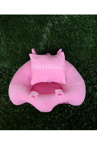 İsimli Yastık Hediyeli Kişiye Özel Bebek Minderi - Pembe