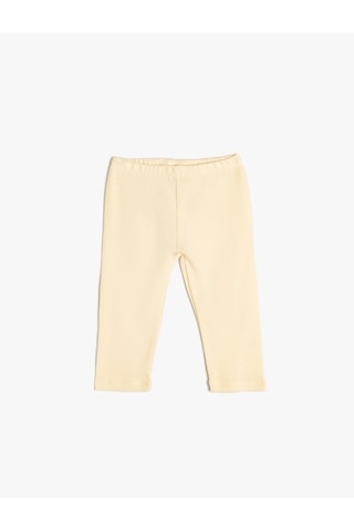 Koton Basic Ribanalı Tayt Beli Lastikli Pamuklu Bej 5wmg40037ak Ekru