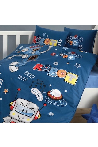 Clasy Ranforce Bebek Nevresim Takımı Robo V1 Mavi