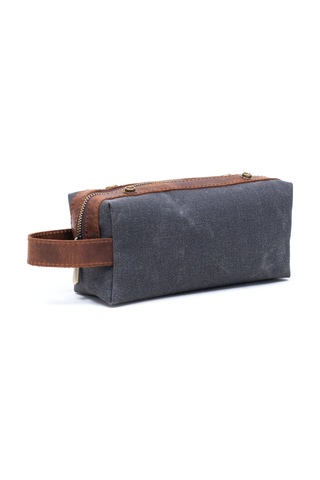 Gillario Design 06 Unisex Kanvas Kumaş+deri Siyah-taba Eskitme Dopp Kit